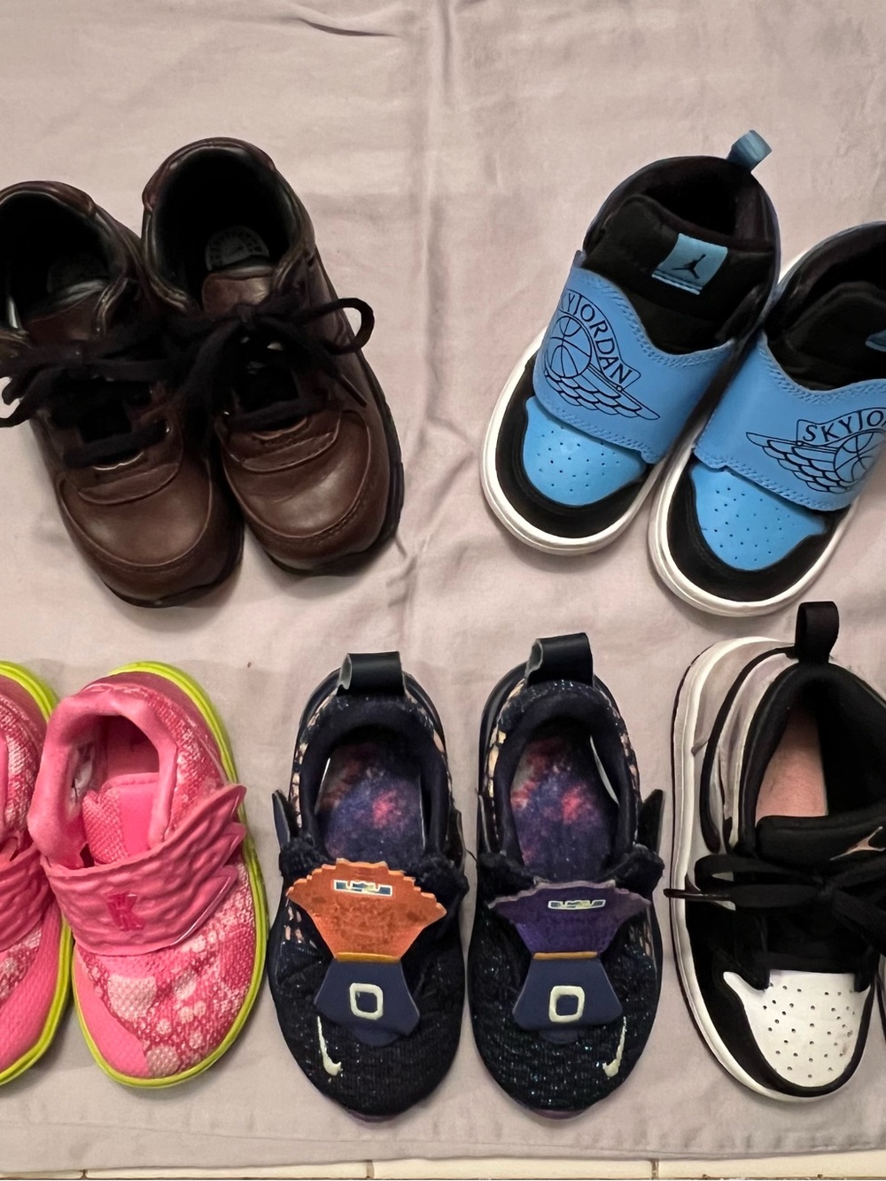 Bundle of 5 Pair of Nike Kids Blue and Black Slip-On Sneakers with Wing Logo
